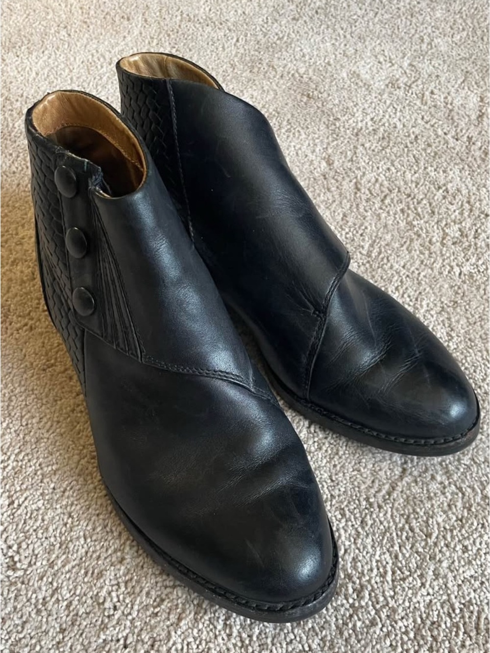 Ariat Women's Black Leather Ankle Booties with Button Detail